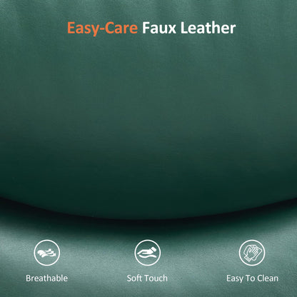 MCombo Oversized Swivel Recliner Chair with Ottoman, Adjustable Backrest, 360° Wood Base, High Seat, Faux Leather Lounge Chair for Tall Users in Living Room, Bedroom, or Office 4651 (Green)