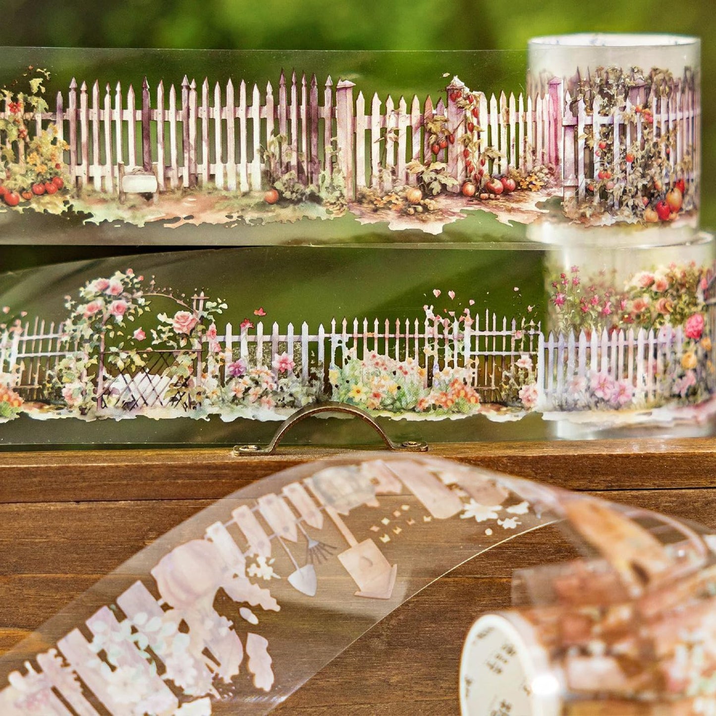 6pcs Garden Fence PET Tape Set Scrapbook Stickers for DIY Crafts Journaling Scrapbook Supplies