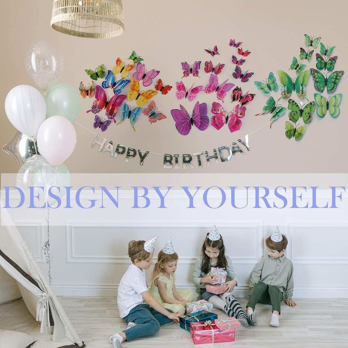OPSEAM 3D Butterfly Wall Decor - 72 PCS Magnetic Stickers for Party Decorations | Purple