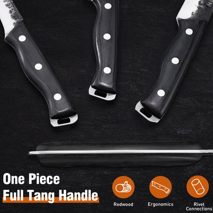 Naitesen Professional Butcher Knife Set 3, Bullnose Meat Carving knife Breaking Knife Boning Knife Hand Forged Very Sharp for Meat Cutting Home Kitchen Cooking BBQ Gifts for Men Women