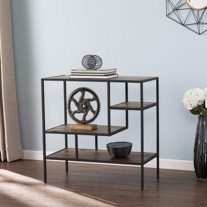 SEI Furniture - Mathry Reclaimed Wood Shelf - Natural - Reclaimed Wood & Iron Metal - Rustic Design - Ideal for Home Offices, Living Rooms, Dens, 31.5" W x 15.75" D x 31.5" H (HZ1058238)