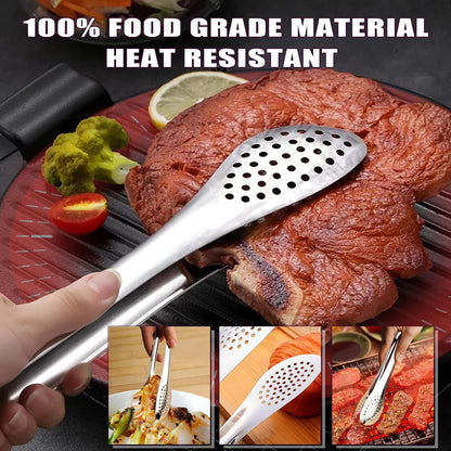 TOPULORS Stainless Steel Tongs Set (7/9/11 Inch) - Heavy Duty Kitchen & BBQ Tongs for Cooking, Grilling, Baking,