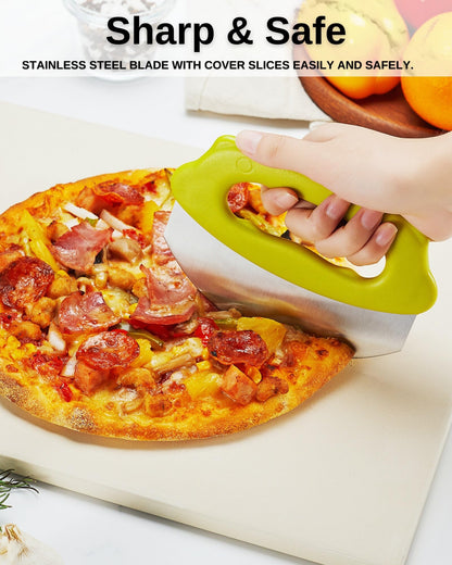 MUMSUNG Pizza Dough Docker Roller with Stainless Steel Spikes and Pizza Cutter with Protective Cover, Includes Cleaning Brush and Canvas Bag, Perfect for Homemade Pizza, Pie, and Pastry