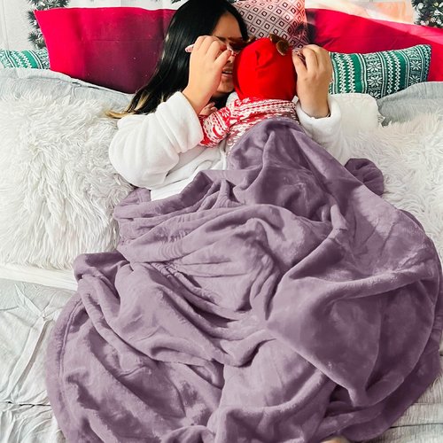 Bedsure GentleSoft Fleece Blanket - Cozy Lightweight Plush Queen Size in Fog Purple, 90x90 Inches