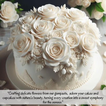 Confect White Gum Paste for Cake Decorating | Chef-Grade Sugar Paste for Making Elegant Roses, Flowers, Ruffles & Leaves | Perfect for Christmas Cakes & Fondant Decorations | Vegan, Gluten-Free, Nut-Free, Palm Oil-Free- 8.8 Oz