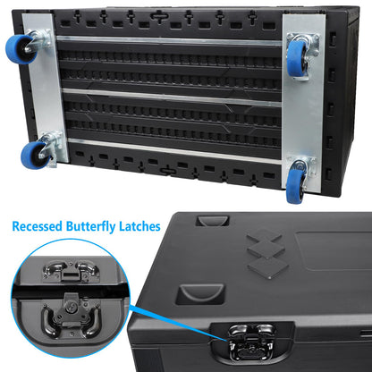 Diandian Utility Cable Trunk Road Case with Wheels, 44" x 22" x 24" Professional Stackable Heavy Duty ATA Rolling Road Case, for Pro Audio & DJ Equipment Storage, Transport for Touring with Casters