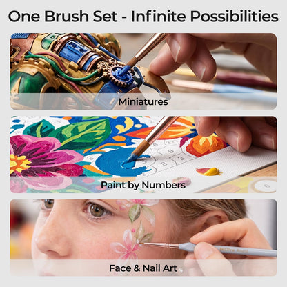 Nicpro 10PCS Micro Fine Detail Paint Brush Set, Aesthetic Pastel Small Miniature Fine Tip Detail Brushes Kit for Acrylic Oil Watercolor, Craft, Models, Miniatures, Rock Painting, Paint by Numbers