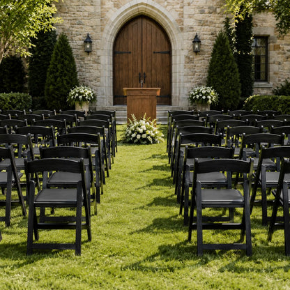 POWERSTONE Folding Chairs 8 Pack, Foldable Chair with Padded Seat, 330Lbs Capacity Lightweight Seat for Indoor Outdoor Office, Wedding, Party, Picnic, Events, Black Resin