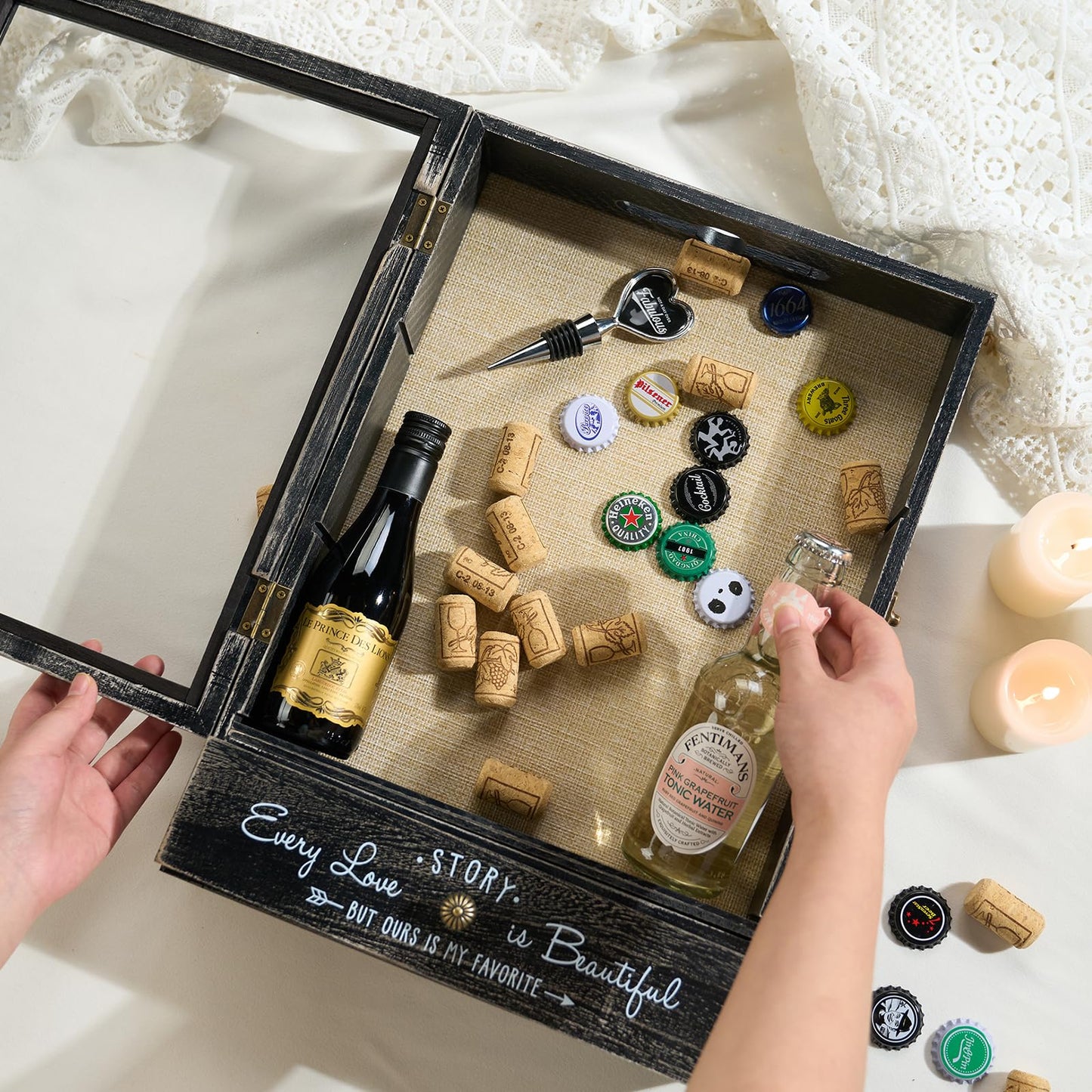 AW BRIDAL 11X16 Large Shadow Box Picture Frames Deep Shadow Boxes Display Cases with Removable Shelves and Drawers, Black Wooden Memory Boxes for Keepsakes with Slot Ideas