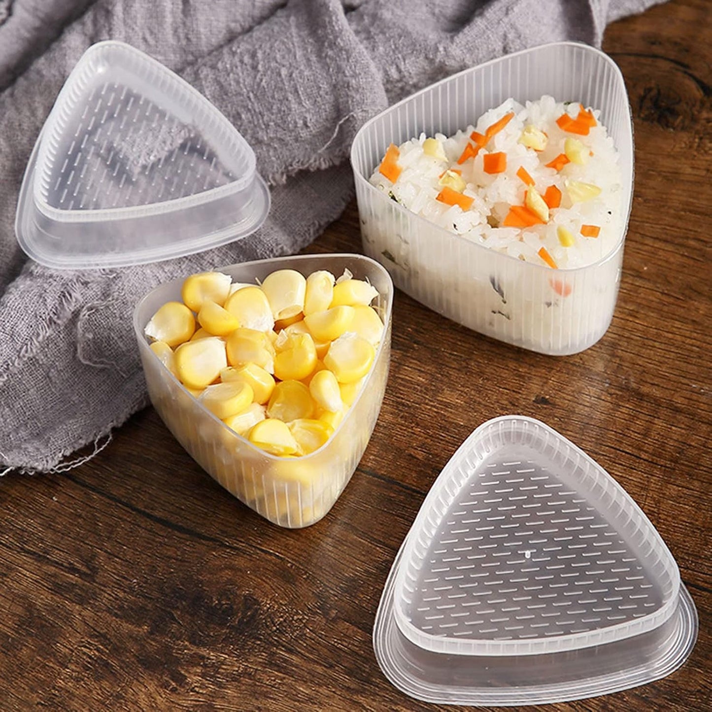 Rice Ball Maker - 3 Pack Onigiri & Sushi Mold Kit for Kids, Triangle Musubi Maker Press for Bento Box Accessories