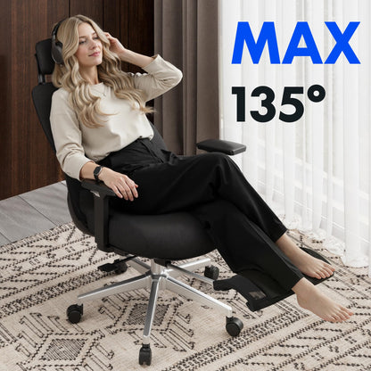 FLEXISPOT Massage Office Chair with Footrest, High Back Ergonomic Desk Chair with Adjustable Headrest, 3D Armrests, 2D Lumbar Heated Shiatsu Massage, 4-Position Recline, Foam Seat, Black