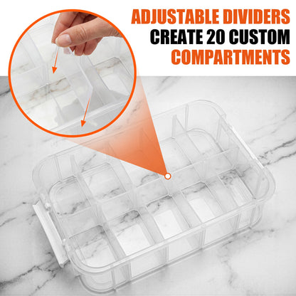 CraftGenes 4-Layer Craft Organizers and Storage with 2 Removable Drawers, Large Art Supply Case with 20 Adjustable Dividers, Portable Sewing Box for Beads, Craft Supplies, Scrapbooking&Tools