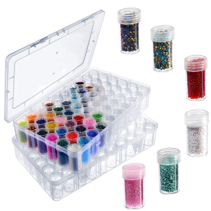 Notgia 1pack 60 Grids Bead Organizer and Storage Diamond Painting Containers Portable Plastic Case Box Arts Crafts Storage for Seeds Beads Sewing Cosmetic Nail Glitter Powder Small Parts Rhinestones