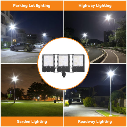 SOLLA 2025 New Upgraded 600W Dusk to Dawn LED Parking Lot Light 90000lm 5000K, ETL, AC85-277V, IP67 Waterproof Adjustable 3-Head Street Lights Outdoor, Pole & Wall-Mounted Flood Lights for Stadium