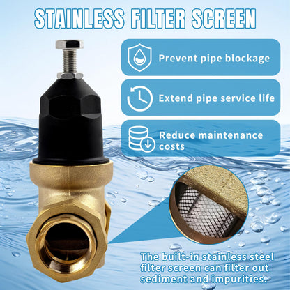 2026 Upgrade 1" Water Pressure Reducing Valve Replace for Zurn Wilkins 1-NR3XL 1" NR3XL Pressure Reducing Valve, Stainless Steel Strainer Screen, House Water Pressure Regulator with Teflon Tape