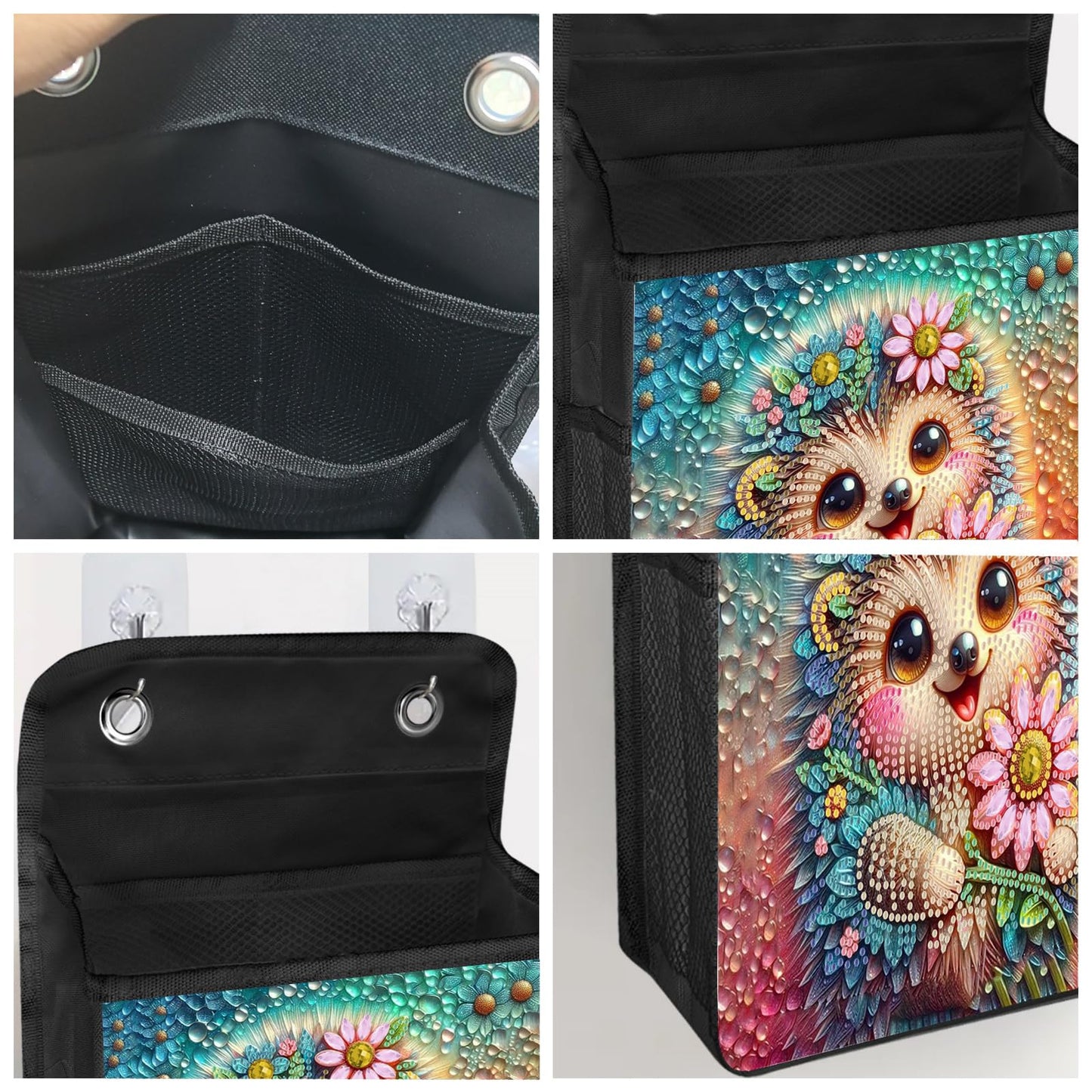 LSQFS Diamond Painting Storage Bag, Foldable Hanging Organizer. Wall-mounted for diamond art & crafts. Home/office/travel storage for makeup, jewelry, pens. Space-saving, portable (No Hooks)