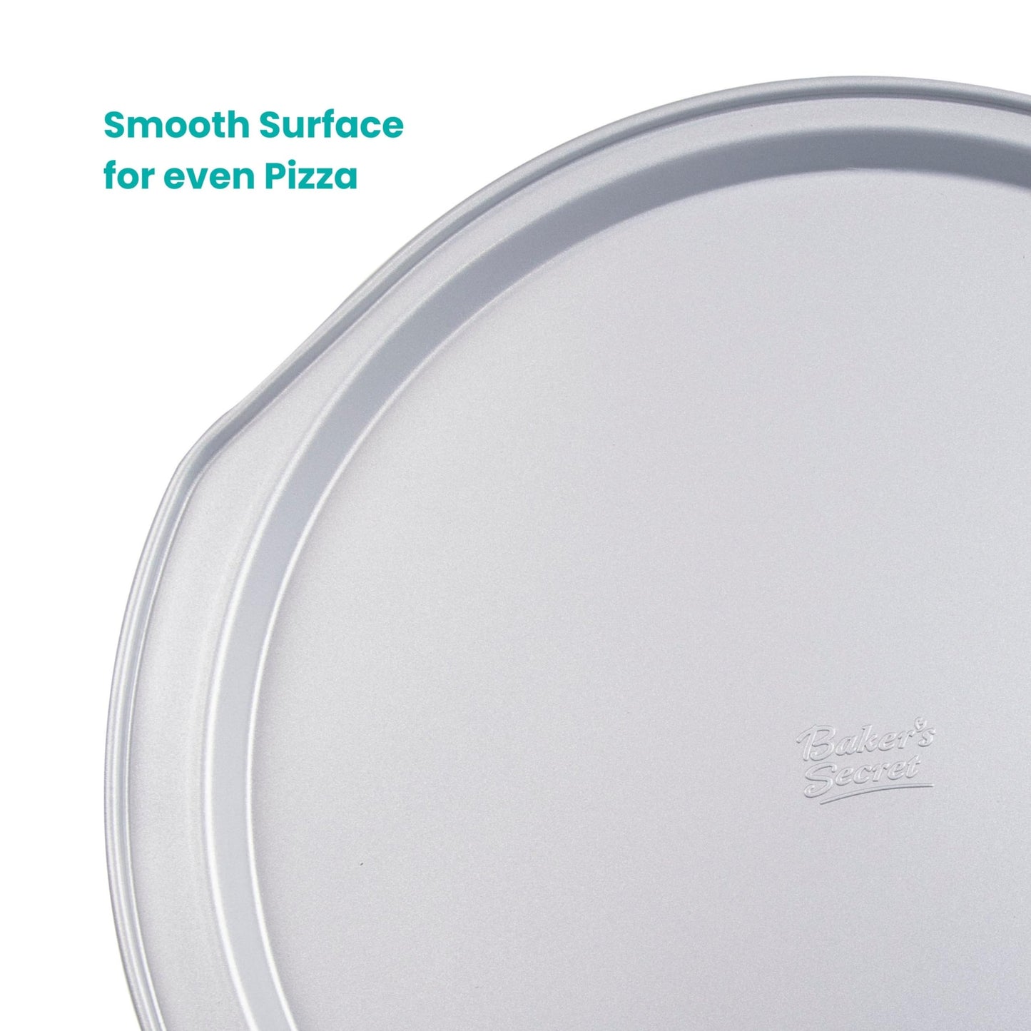 Baker's Secret 2pcs Pizza Pan for Oven 14", Baking Area 12", Aluminized Steel Pizza Baking Pan, 2 Layers Non-stick Coating Easy Release, Dishwasher Safe, Chemical Free No PFOA, PFAS, PFOS, and PTFE
