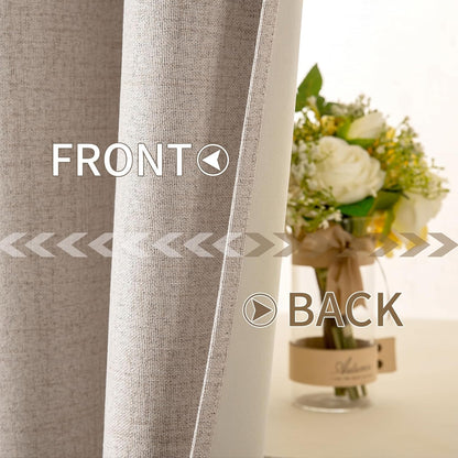 MIULEE Blackout Linen Texture Curtains - Thermal Insulated Natural Beige Drapes | 42 x 84 (2 Panels)