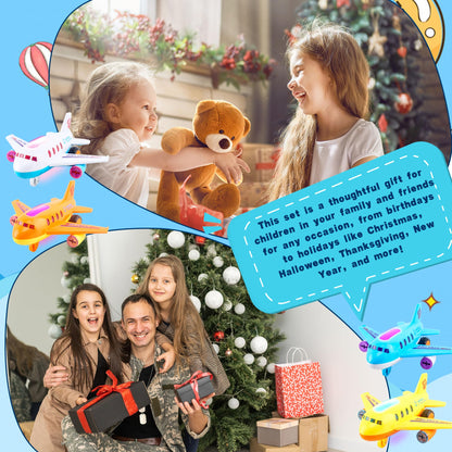 Drayear 4 Pack Light Up Airplane Toys Friction Powered Push Airplane Toy with Lights and Sounds for Kids Birthday Christmas Children's Day Gift Early Educational Toys