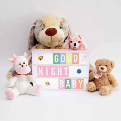 BONNYCO Pink Cinema Light Box with 400 Letters, Emojis, 2 Markers. Led Light Box Home Office and Room Decor, Cinema Led Sign Letters Board. Gifts for Women Girls Christmas Birthdays, Pink Decor