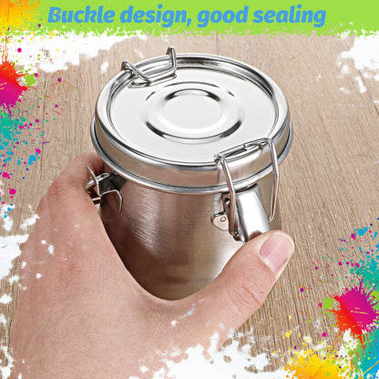MySHUCE 2 Pcs Paint Brush Cleaner, Airtight Stainless Steel Brush Holder for Painting Double Dipper Palette Cup Paint Brushes Portable Washer Holder for Oil Cleaner Kits(20oz/Medium)