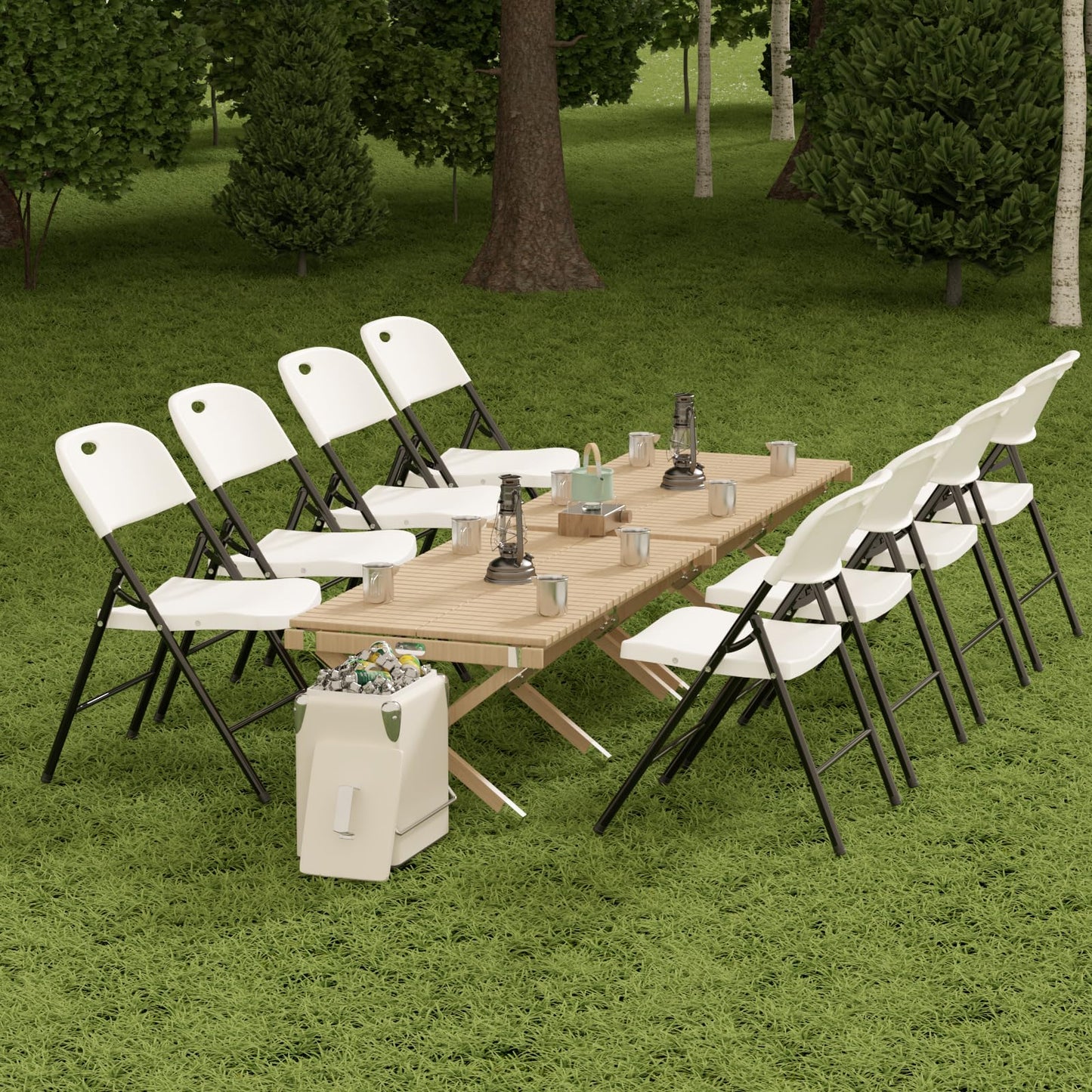 Nazhura 650 Weight Limit Heavy Duty Plastic Folding Chair with Reinfoced Steel Frame for Indoor and Outdoor, Wedding, Party, Restaurant, Meeting Room, Patio and Garden (White, 12 Pack)
