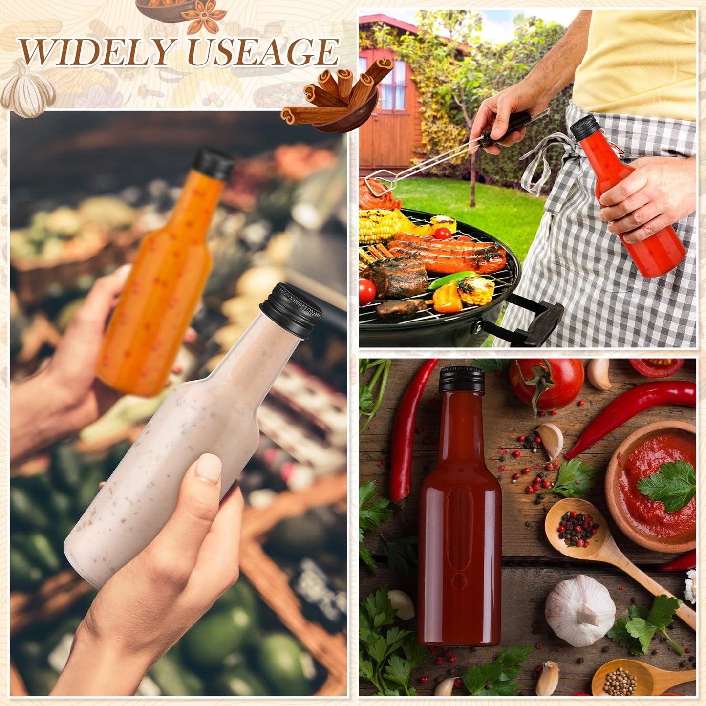 Zubebe 100 Pcs Hot Sauce Bottles Small Plastic Clear Woozy Bottles Empty with Leak Proof Black Screw Cap Mini Wine Liquor jars for Kitchen Sauce Salad Dressing Syrup Juice Whiskey (5 oz)