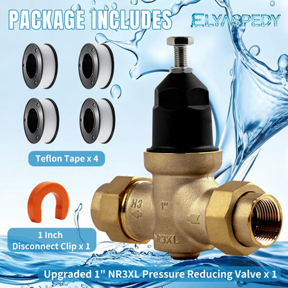 2026 Upgrade 1" Water Pressure Reducing Valve Replace for Zurn Wilkins 1-NR3XL 1" NR3XL Pressure Reducing Valve, Stainless Steel Strainer Screen, House Water Pressure Regulator with Teflon Tape
