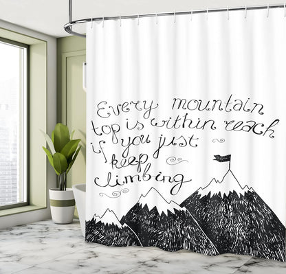Ambesonne Wording Shower Curtain, Sketchy Mountains Hand Writing Style Letters, Cloth Fabric Bathroom Decor Set with
