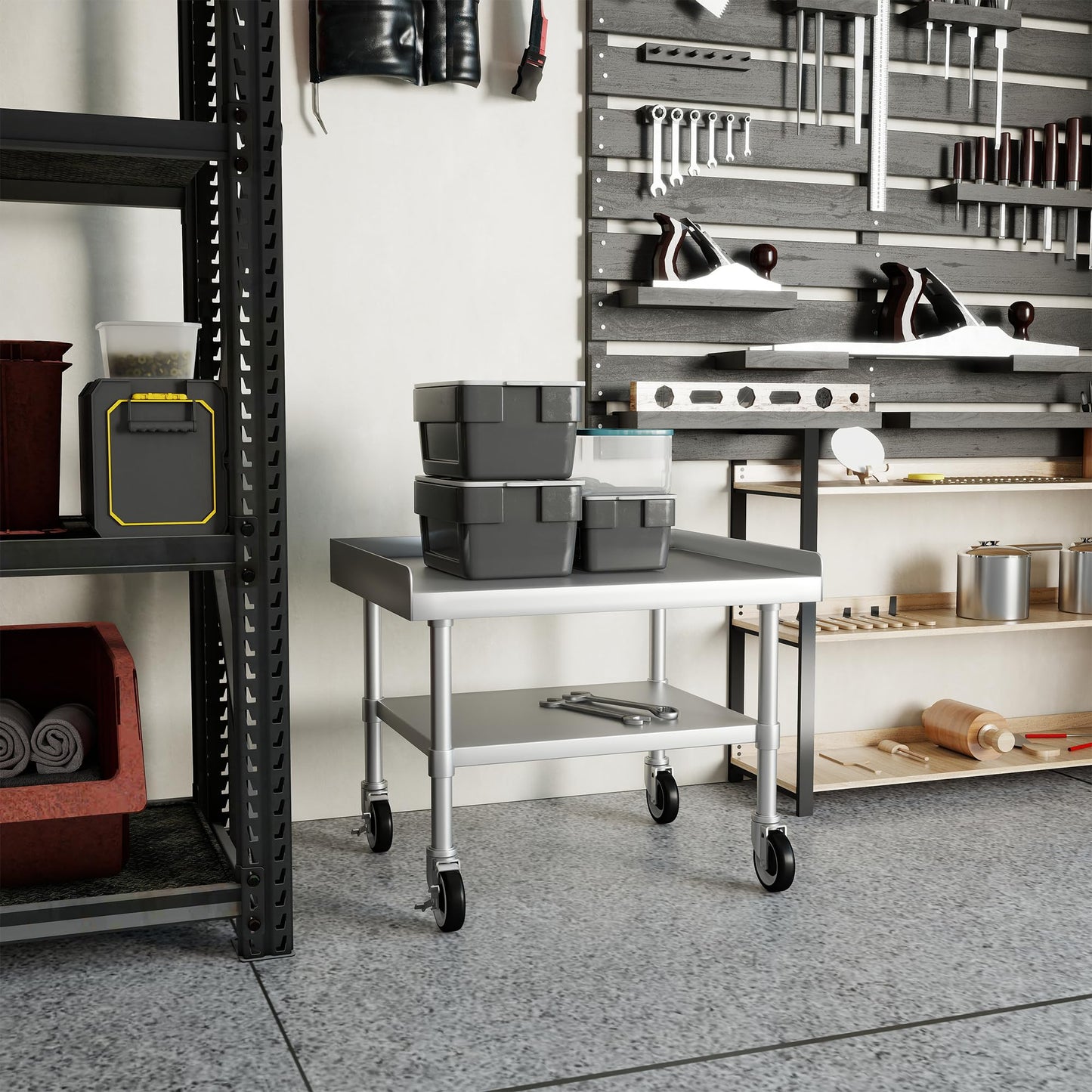 HARDURA Stainless Steel Equipment Stand Metal Prep Table with Casters 30"X 24" NSF 430 for Commercial Food Prep