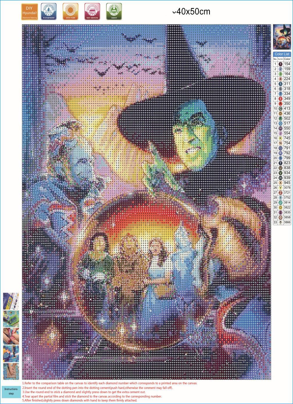 DIYPAINTING 5D Diamond Art Painting by Number Kits Wizard Movie of Oz 16X20 Painting Cross Stitch Full Drill Crystal Rhinestone Embroidery Pictures Arts Craft for Home Wall Decor