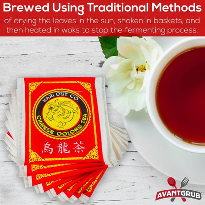 Authentic Restaurant-Grade Oolong Tea Bags 300 Pk. Premium Chinese Tea Sachets for Hot or Iced Caffeinated Drinks. Individually Packed Semi-Fermented Drink for Detox, Health Diet, Energy 19.2 Oz.