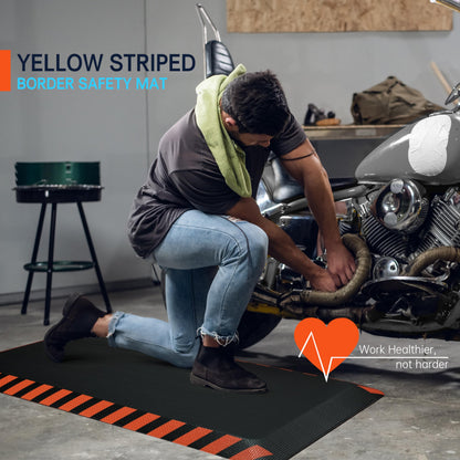 FEATOL Anti Fatigue Mat Industrial, Ergonomic Standing Floor Mat for Work for Stand -Safety Support for Leg & Back Pain(Orange Border, 20" x 32", 1PC)