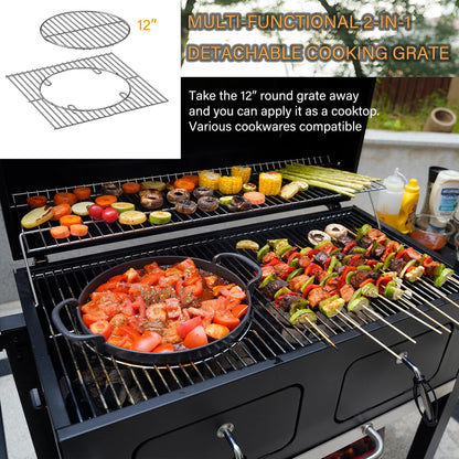 ONLYFIRE GRILLS Large BBQ Charcoal Grill with Cart & 2 Liftable Charcoal Trays, 794 SQ.IN Cooking Area, Heavy Duty Outdoor Barbecue Grill with Foldable Side Tables, Wheels & Cover, GS339