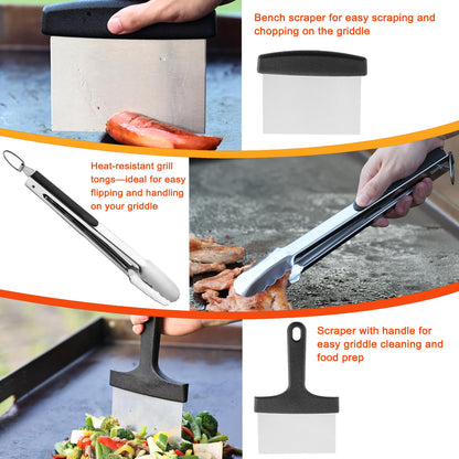 DY DECENT FAMILY 39PCS Griddle Accessories Kit, Flat Top Grill Accessories Set for Outdoor Barbecue. Griddle Tools Set with Basting Cover, Spatula, Scraper, Burger Press, Tongs and Cleaning Kit