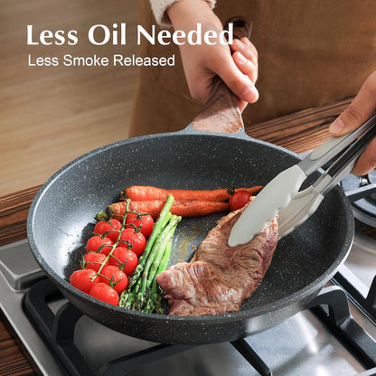 SENSARTE Nonstick Frying Pan Skillet with Lid - PFOA Free 8-Inch & 4.5QT Stock Pot | Induction Compatible