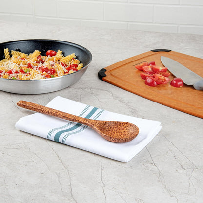 Restaurantware Coco Casa 10.8 Inch Handmade Serving Spoon - 1 Greaseproof Coconut Spoon, Sustainable Brown Flatware