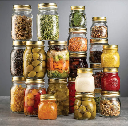 Bormioli Rocco Quattro Stagioni Set of 4 Clear Airtight Mason Jars, 17 Oz, Made in Italy