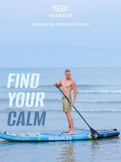 SKADDLES 11’6 × 35" Inflatable SUP–Super Wide, Stable Stand Up Paddle Board for Adults, Youth, Family & Pets, High Weight Capacity, Non-Slip EVA Deck, Premium Accessories (FLASHLINE · Ghost Shad)