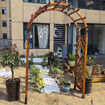 KUYBTU Sturdy Garden Arch Trellis Wooden Rose Arbor Arbour 47" X 82.6" /63" X 93" /81.8" X 102.7" Pergola Archway for Various Climbing Plant Backyard Decoration Weather Resistan-Natural-140x50x227cm