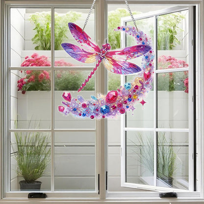 Ristpal Diamond Painting Kits Hanging for Adult, Special Shaped Rhinestone, DIY Acrylic Diamond Art Painting Window Pendants Home Garden Wall Hanging Kits for Home Decor and Gifts (Dragonflies)