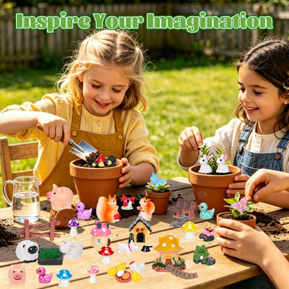 QAUYETM 160 Pcs Fairy Garden Accessories Miniature Resin Animals Tiny Fairy House Figurines Fairy Garden Ornament Kit for DIY Crafts Micro Landscape Dollhouse Mini Scene Garden Outdoor Decor