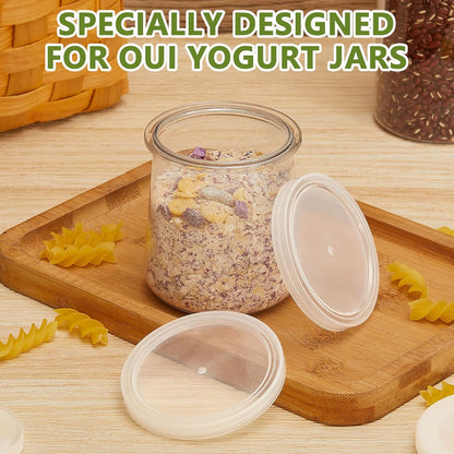24 Tessco for you Pieces Yogurt Container Lids Clear Plastic Jar Lids Not Included Jar Replacement Compatible with Oui