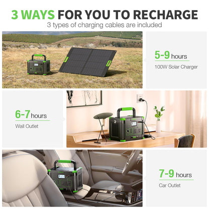 EBL Portable Power Station 500w(Peak 1000W), Camping Solar 519.48Wh Outdoor Solar Generator Backup Battery Pack with 2x120V AC Outlets, 10-Port Powerhouse for Outdoor and Indoor Emergency Use