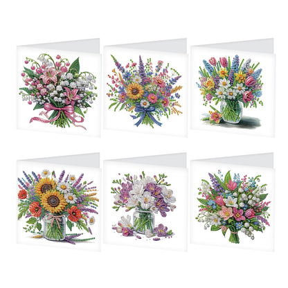 JZHYOAN 6Pcs Sunflower Diamond Art Card with Envelopes DIY Diamond Painting Cards Crystal Arts Craft Gem Art Gem Painting Mosaic Kit for Adults Birthday Greeting Cards for Holidays Celebrations
