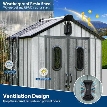 Domi 5x3Ft Resin Outdoor Storage Shed, Small Plastic Garden Shed with Carpet, Outside Weatherproof Storage Building for Tools, Bike, Lawn Mower, Patio, Backyard