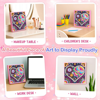 AuraKoi Girls Gifts 8-12 Years Old, Arts and Crafts for Kids Age 10-12, Diamond Art Kits for Girl Teen Adult Birthday Xmas Gift, 5 6 7 8 9 10 11 12 Art Painting with Frame Home Decor (Love)