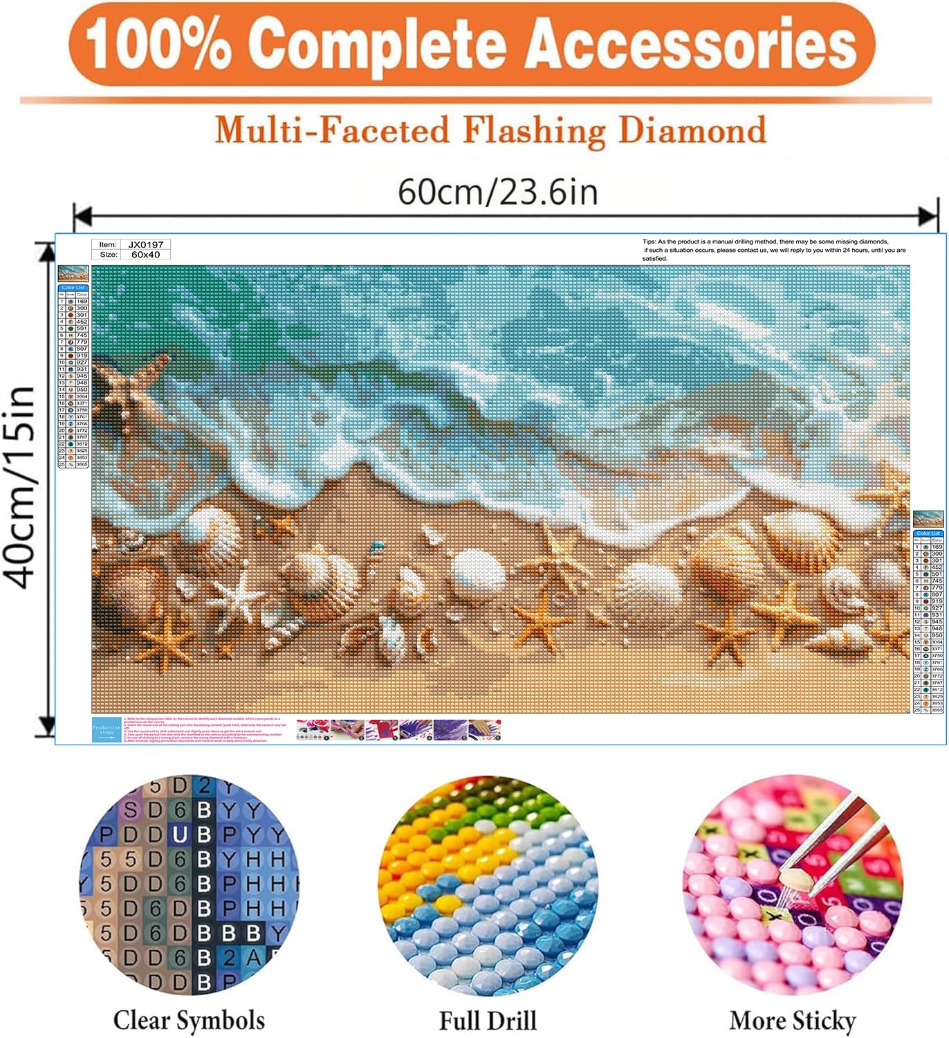 Beach Diamond Art Kits for Adults - 5D Seaside Shell Large Diamond Painting Kits for Adults,DIY Full Drill Crystal Rhinestone Gem Art Painting with Diamonds Home Wall Decor 23.6 X 15.7inch