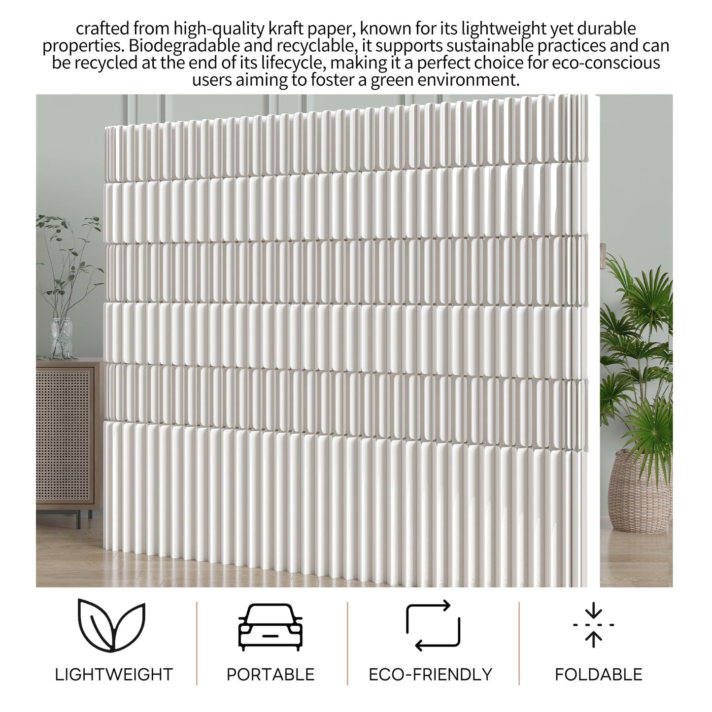 Folding Room Divider – Adjustable Privacy Screen Panel, Portable Freestanding Wall Partition for Home Office, Dorm, Studio & Exhibition(White)-20