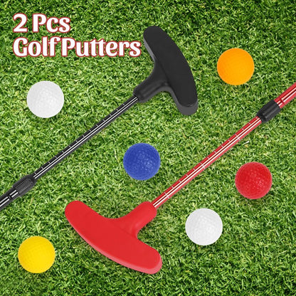 2 Pack Mini Golf Putters, Right and Left Handed Two Way Golf Clubs with 6 Balls, Adjustable Putters for Men and Women (（Black,Red）)
